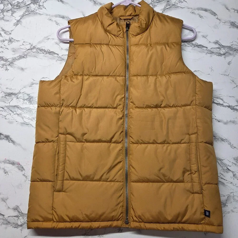 Gap Kids Extra Large Tan Full Zip Softshell Puff Quilted Fall Casual Vest